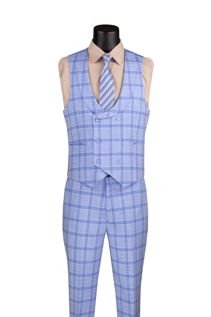 Duke of Windsor Collection - Slim Fit 2 Piece Double Breasted Windowpane Suit in Adobe Rose