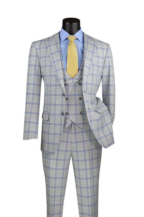 Slim Fit Suit 3 Piece 2 Button in Navy by Vinci