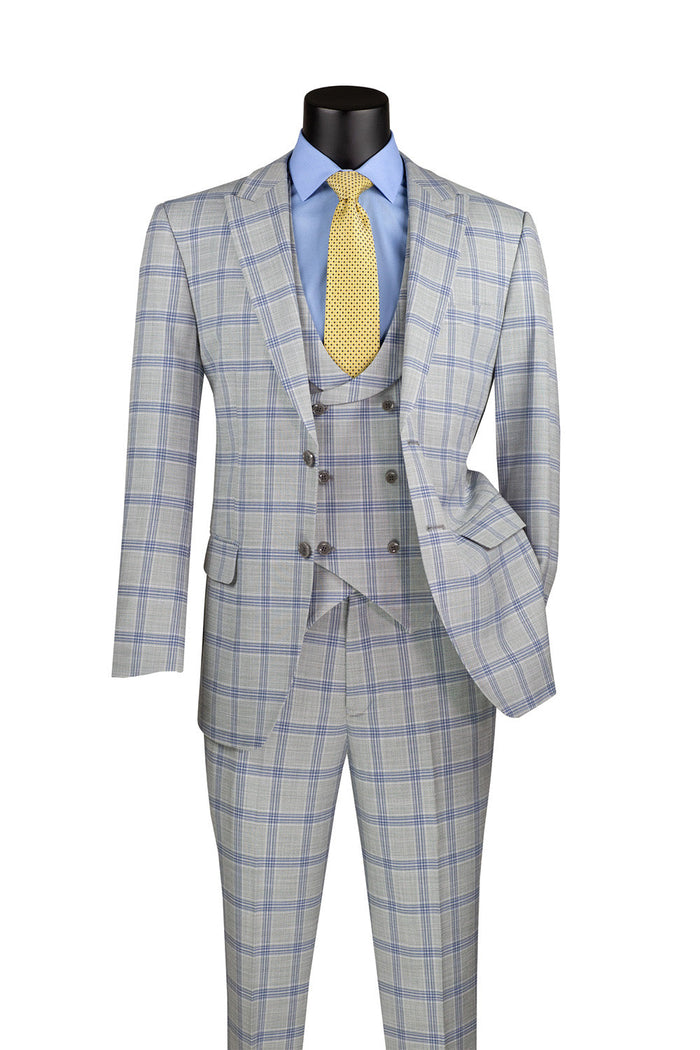 Slim Fit Suit 3 Piece 2 Button in Navy by Vinci