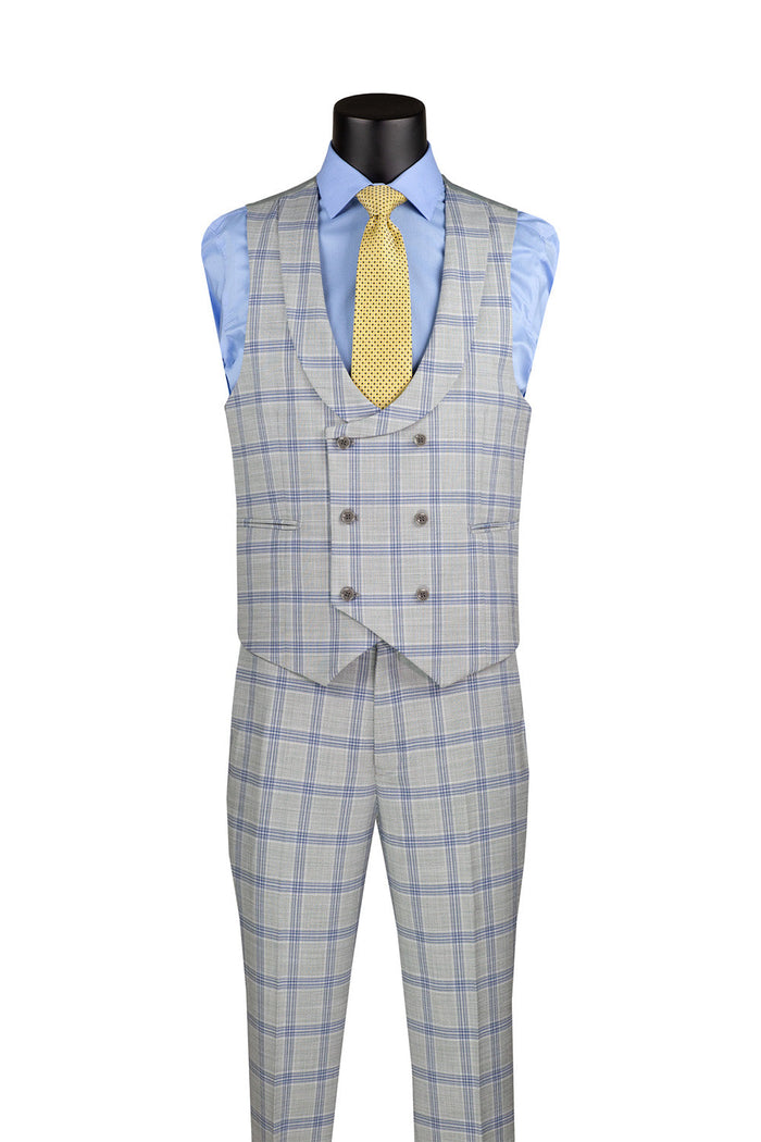 Slim Fit Suit 3 Piece 2 Button in Navy by Vinci