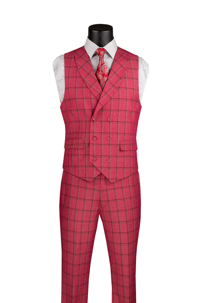 Light Brown Modern Fit 3 Piece Suit with Vest and Adjustable Waist Band Pants by Vinci