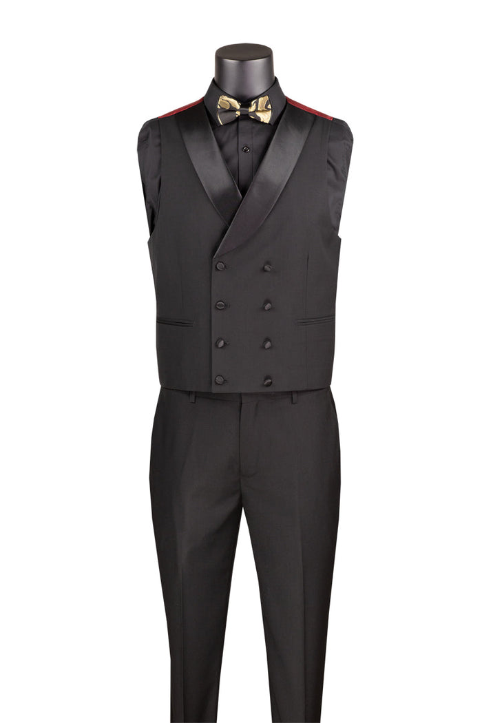 Taupe Modern Fit 3 Piece Suit with Vest and Adjustable Waist Band Pants by Vinci