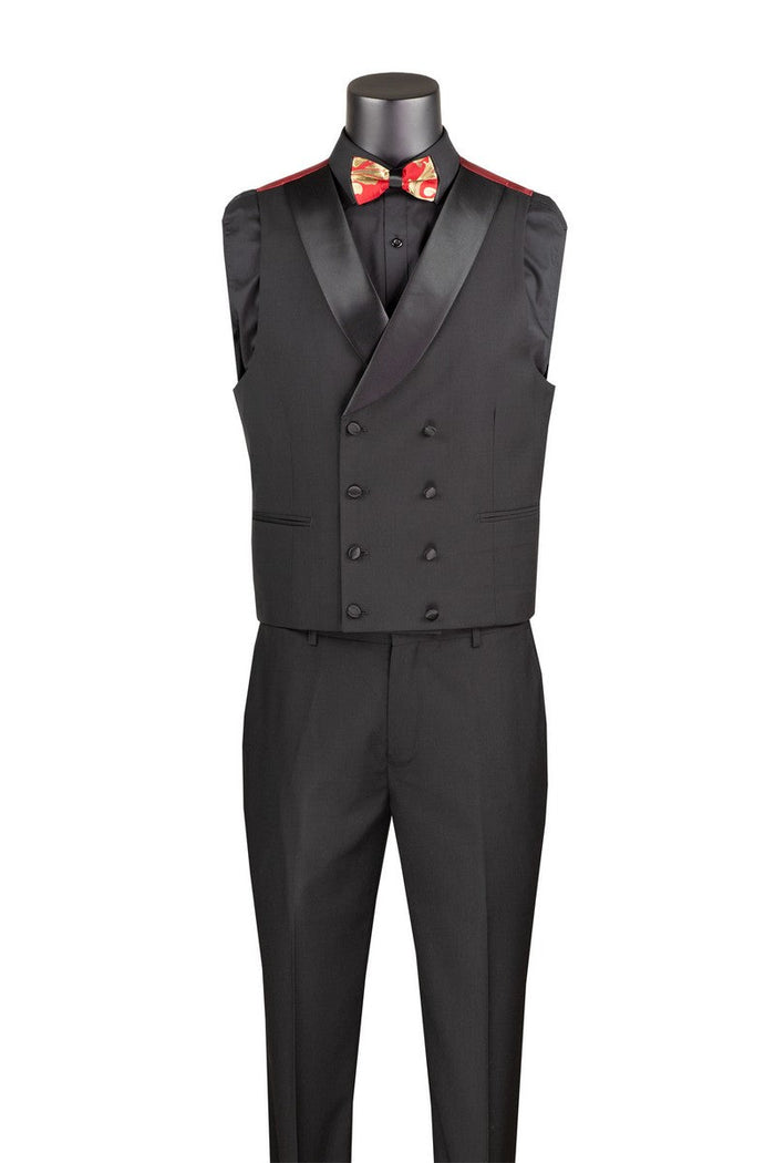 Lazio Collection - Modern Fit Windowpane Suit 3 Piece in Raspberry by Vinci
