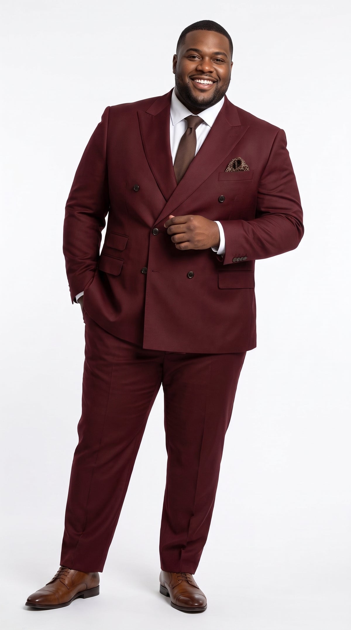Men’s Burgundy Double Breasted Suit – Modern Fit Wedding, Prom & Formal Suit with Tapered Pants