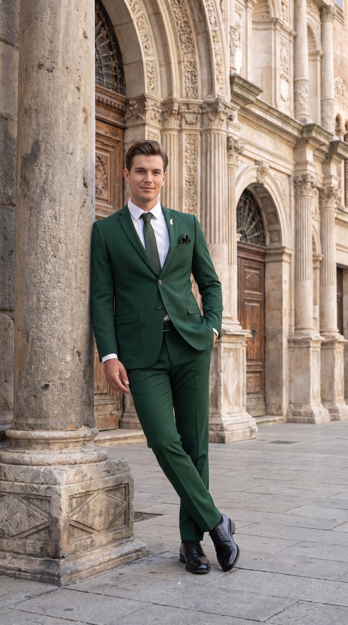 Men’s Emerald Green Suit – 2 Button Wedding Suit for Groom, Groomsmen, Prom & Formal Events