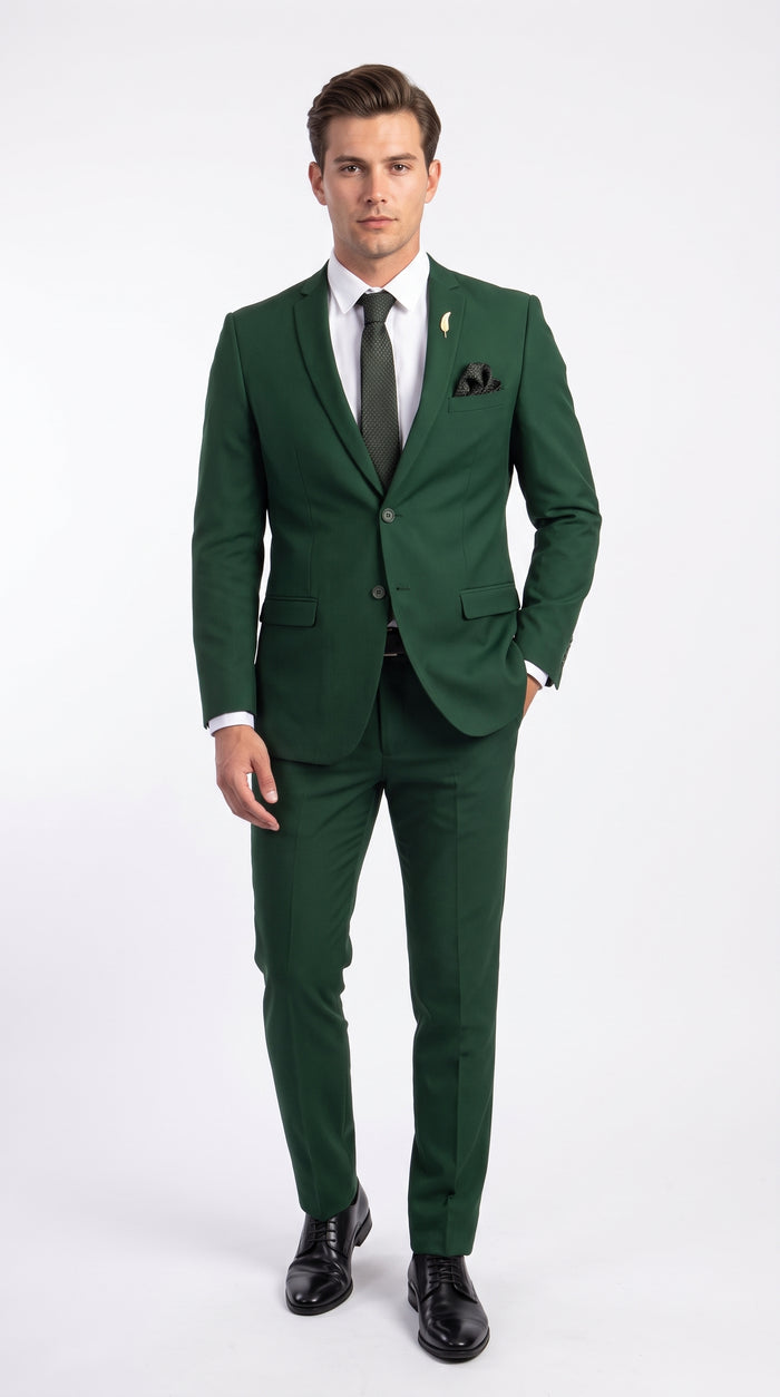 Men’s Emerald Green Suit – 2 Button Wedding Suit for Groom, Groomsmen, Prom & Formal Events