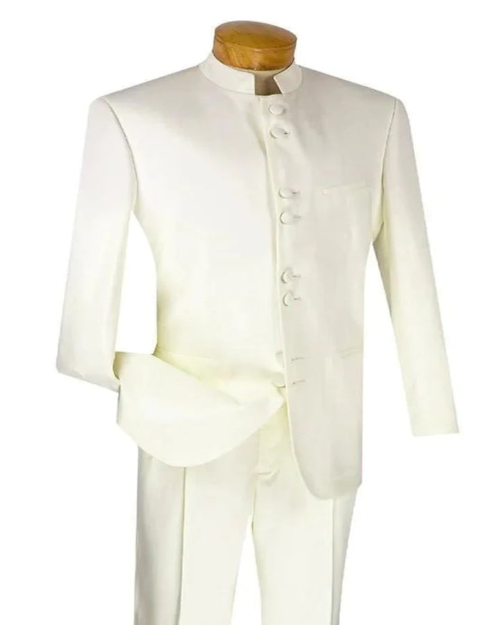 Cheap Tuxedos - Affordable Prom Suit - Mens Classic 8 Button Mandarin Collar Ivory Suit
