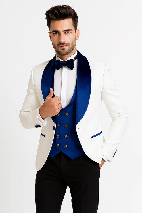Marco Lorenzo Premium Paisley Blue Velvet Suit