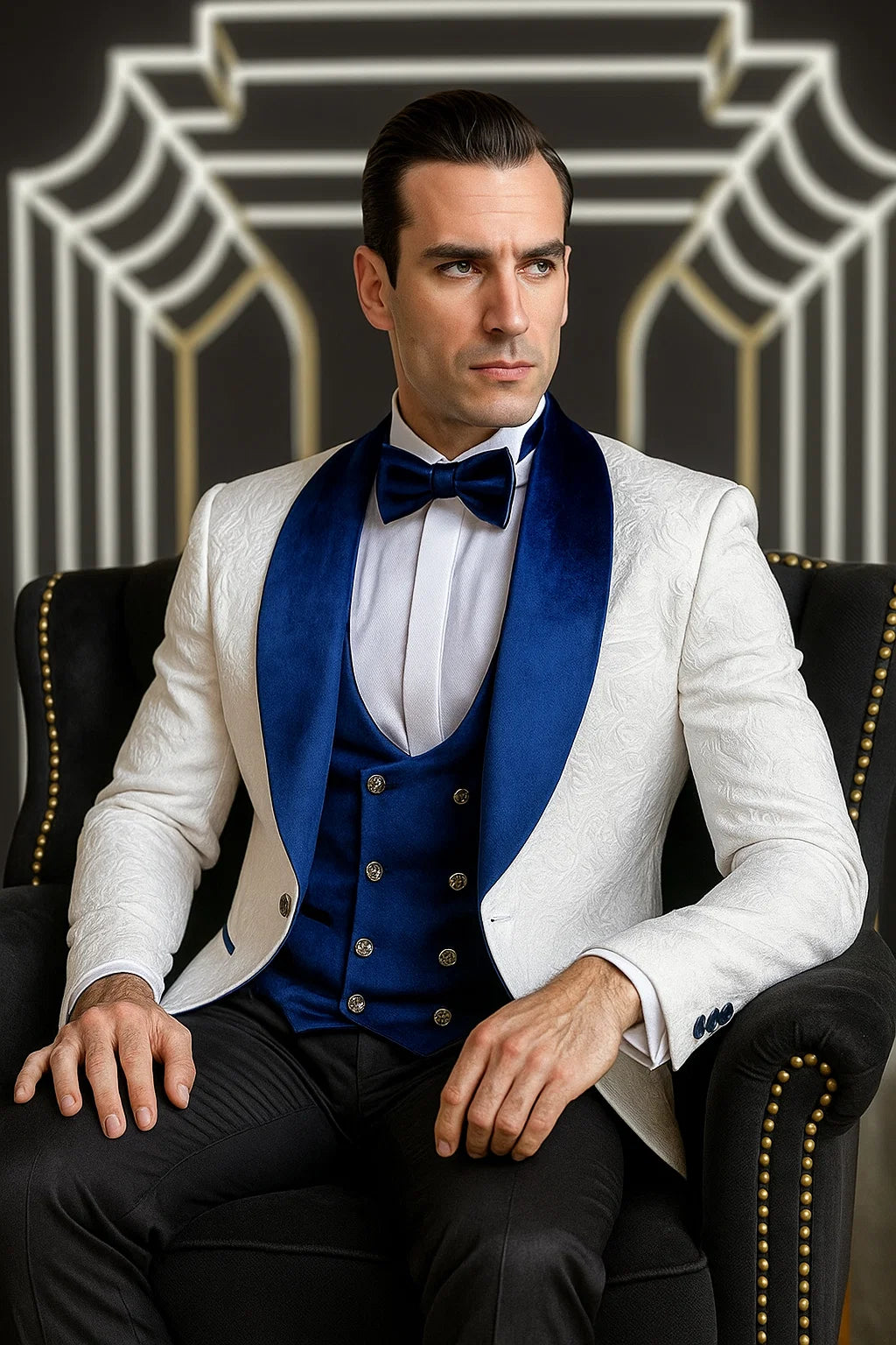 Marco Lorenzo Premium Paisley Blue Velvet Suit