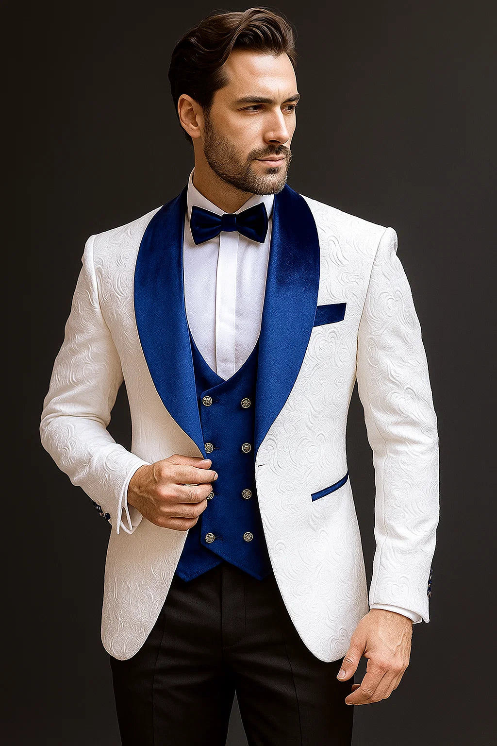 Marco Lorenzo Premium Paisley Blue Velvet Suit