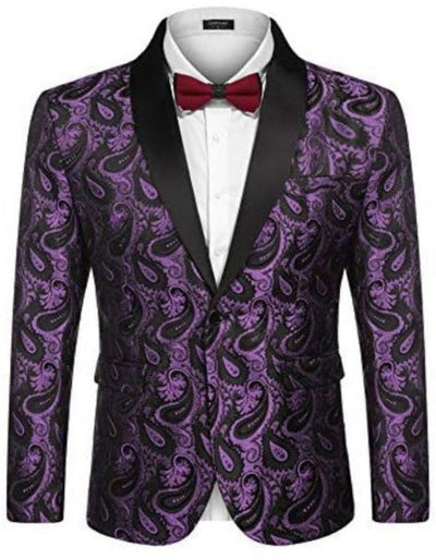 Mardi Gras Purple Tuxedo Dinner Jacket - Purple Paisley Blazer by Menssuitsatlantain