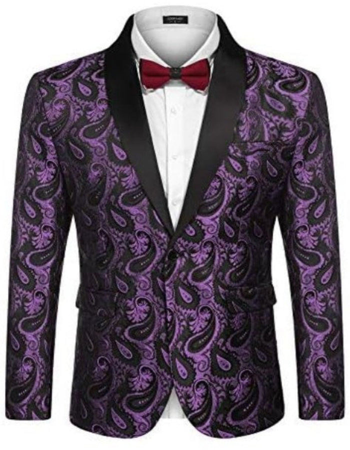 Mardi Gras Purple Tuxedo Dinner Jacket - Purple Paisley Blazer by Menssuitsatlantain