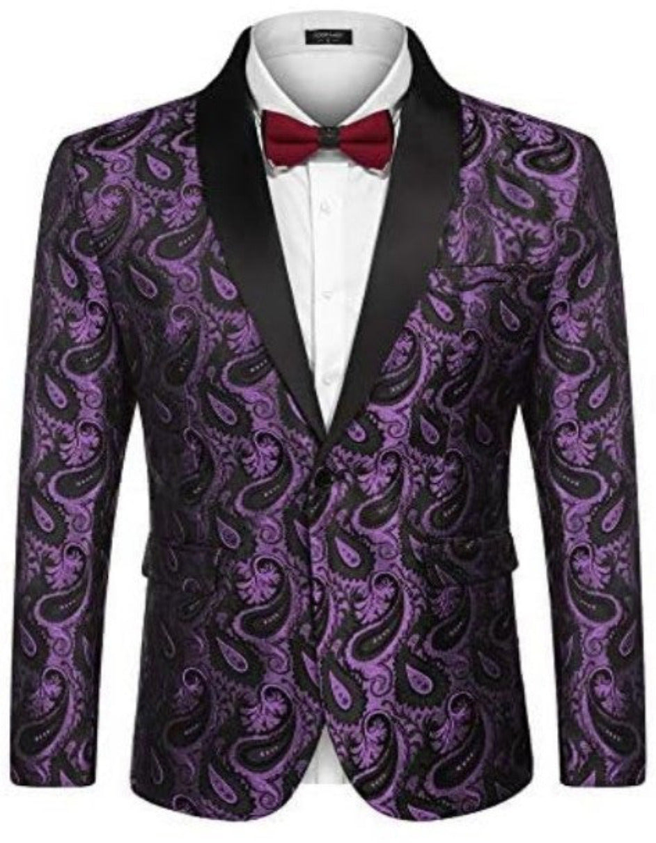 Mardi Gras Purple Tuxedo Dinner Jacket - Purple Paisley Blazer by Menssuitsatlantain