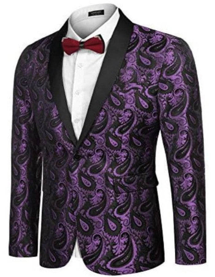 Mardi Gras Purple Tuxedo Dinner Jacket - Purple Paisley Blazer by Menssuitsatlantain