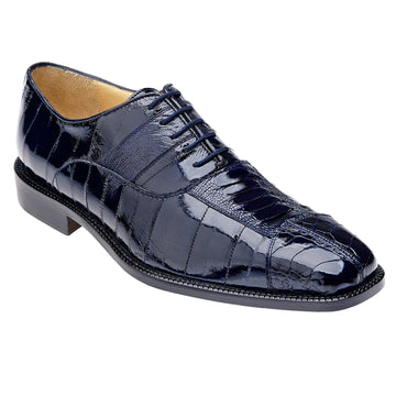 Men's Mare Ostrich Leg & Eel Skin Dress Shoe in Navy Blue by Belvedere Shoes