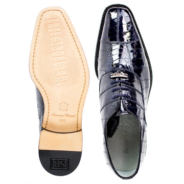 Men's Mare Ostrich Leg & Eel Skin Dress Shoe in Navy Blue by Belvedere Shoes
