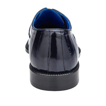 Men's Mare Ostrich Leg & Eel Skin Dress Shoe in Navy Blue by Belvedere Shoes