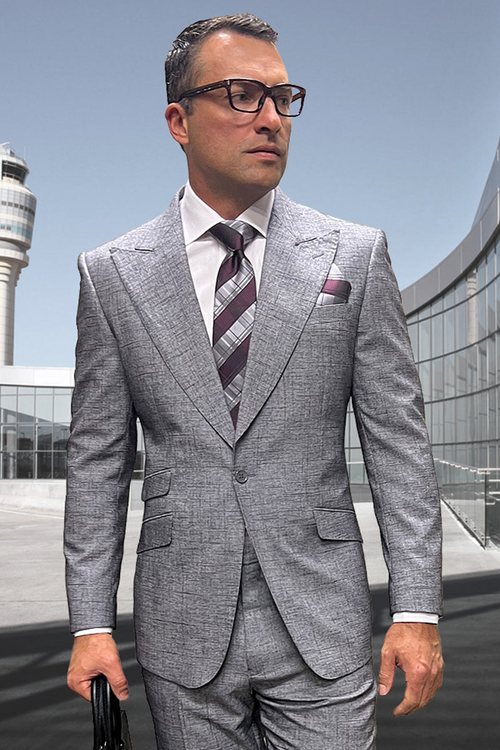 Men's Light Grey Windowpane Wool Suit: A Modern Classic