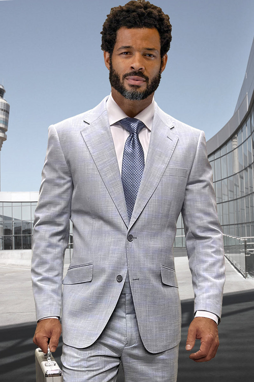 Men's Light Grey Wool Suit by Statement Suits