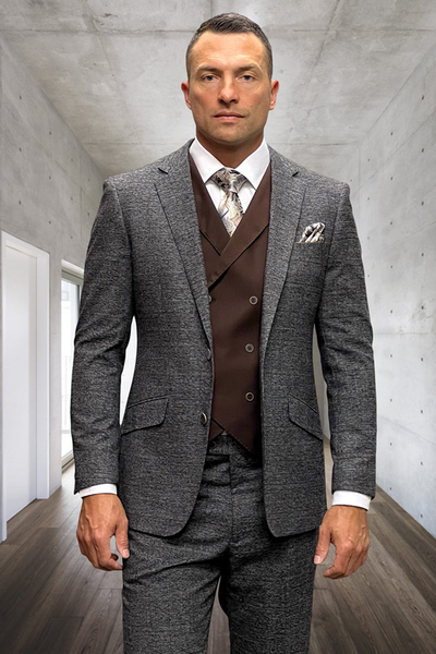 Men's Copper Wool & Cashmere Plaid Suit