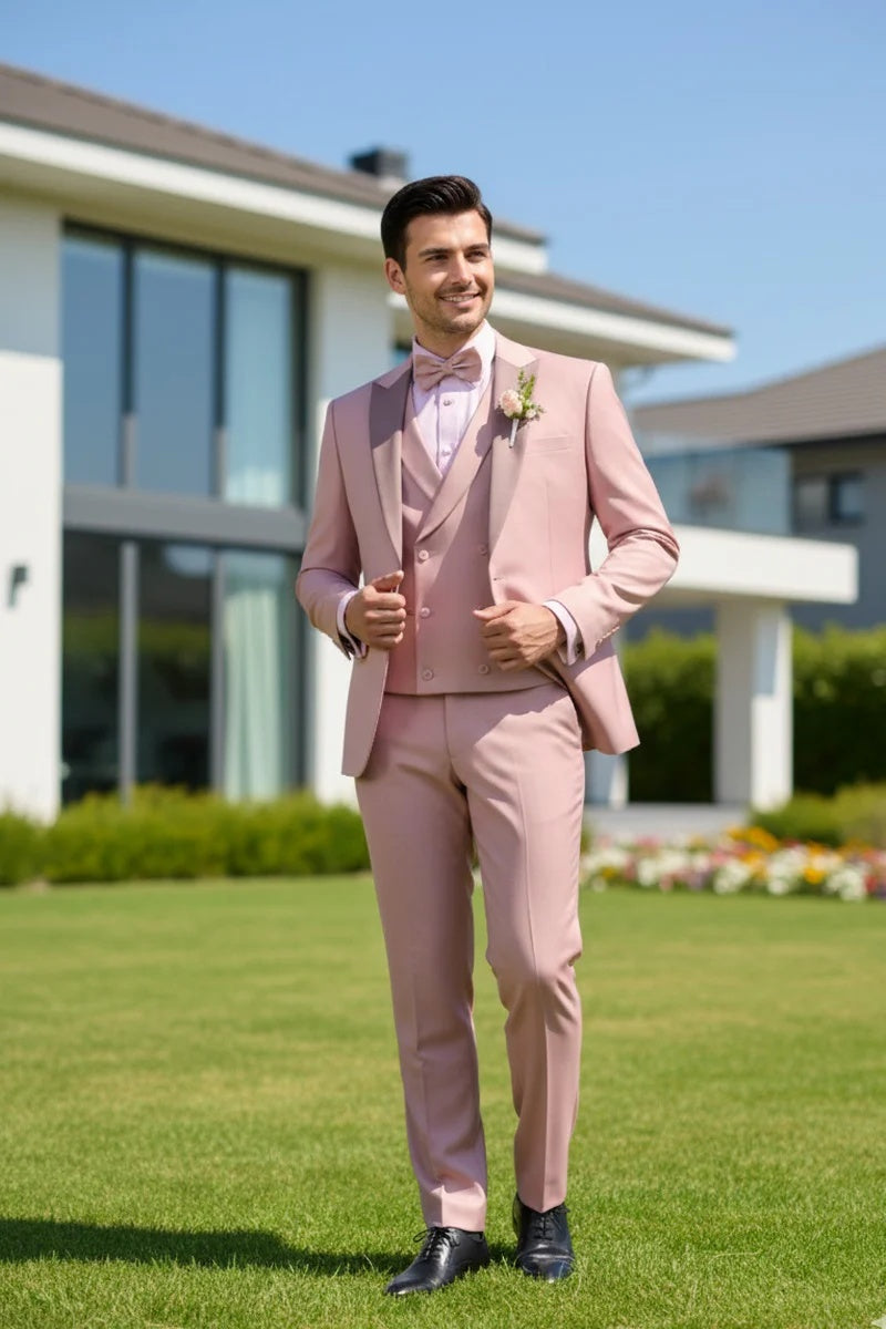 Mauve 1-Button Peak Tuxedo
