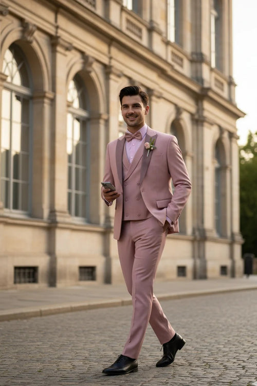 Mauve 1-Button Peak Tuxedo