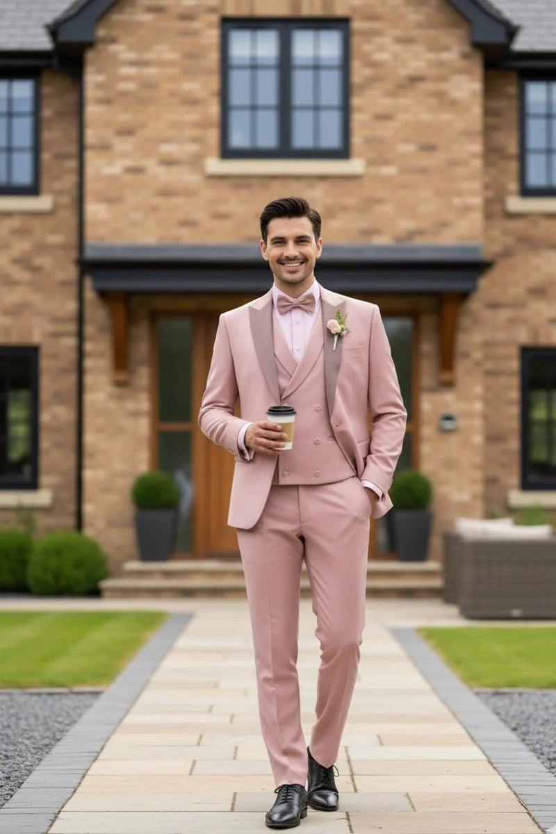 Mauve 1-Button Peak Tuxedo
