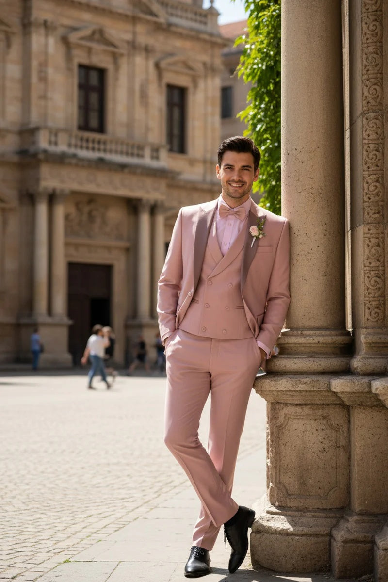 Mauve 1-Button Peak Tuxedo
