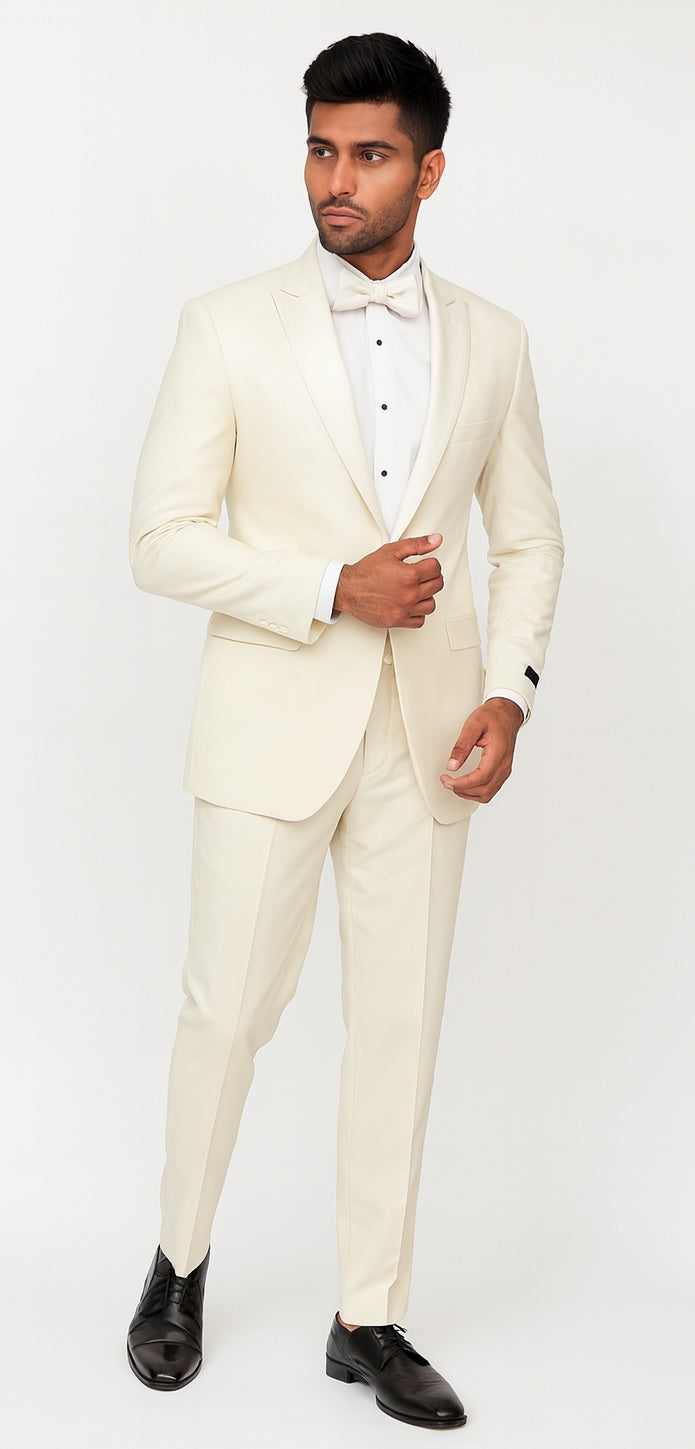 Men'S Dress Formal Ivory ~ Cream ~ Off White Dinner Jacket ~ Fashion Tuxedo For Men ~ Blazer ~ Sport 1 Button Peak Lapel by Men'sUSA