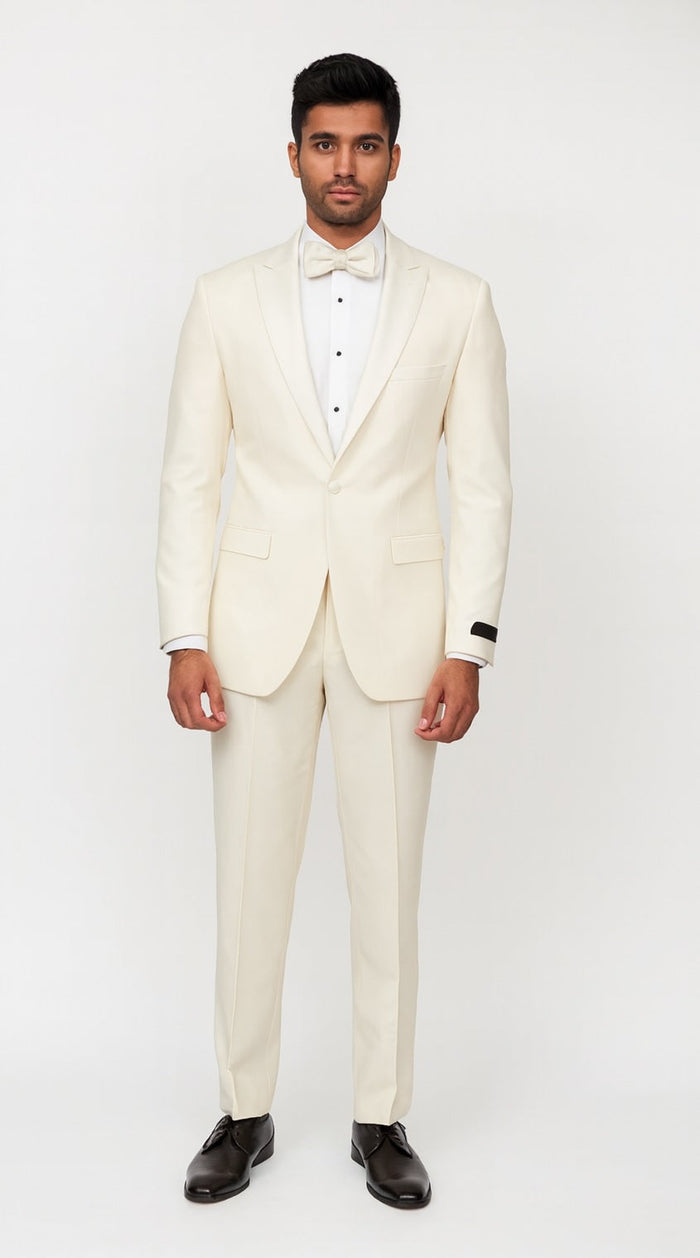 Men'S Dress Formal Ivory ~ Cream ~ Off White Dinner Jacket ~ Fashion Tuxedo For Men ~ Blazer ~ Sport 1 Button Peak Lapel by Men'sUSA