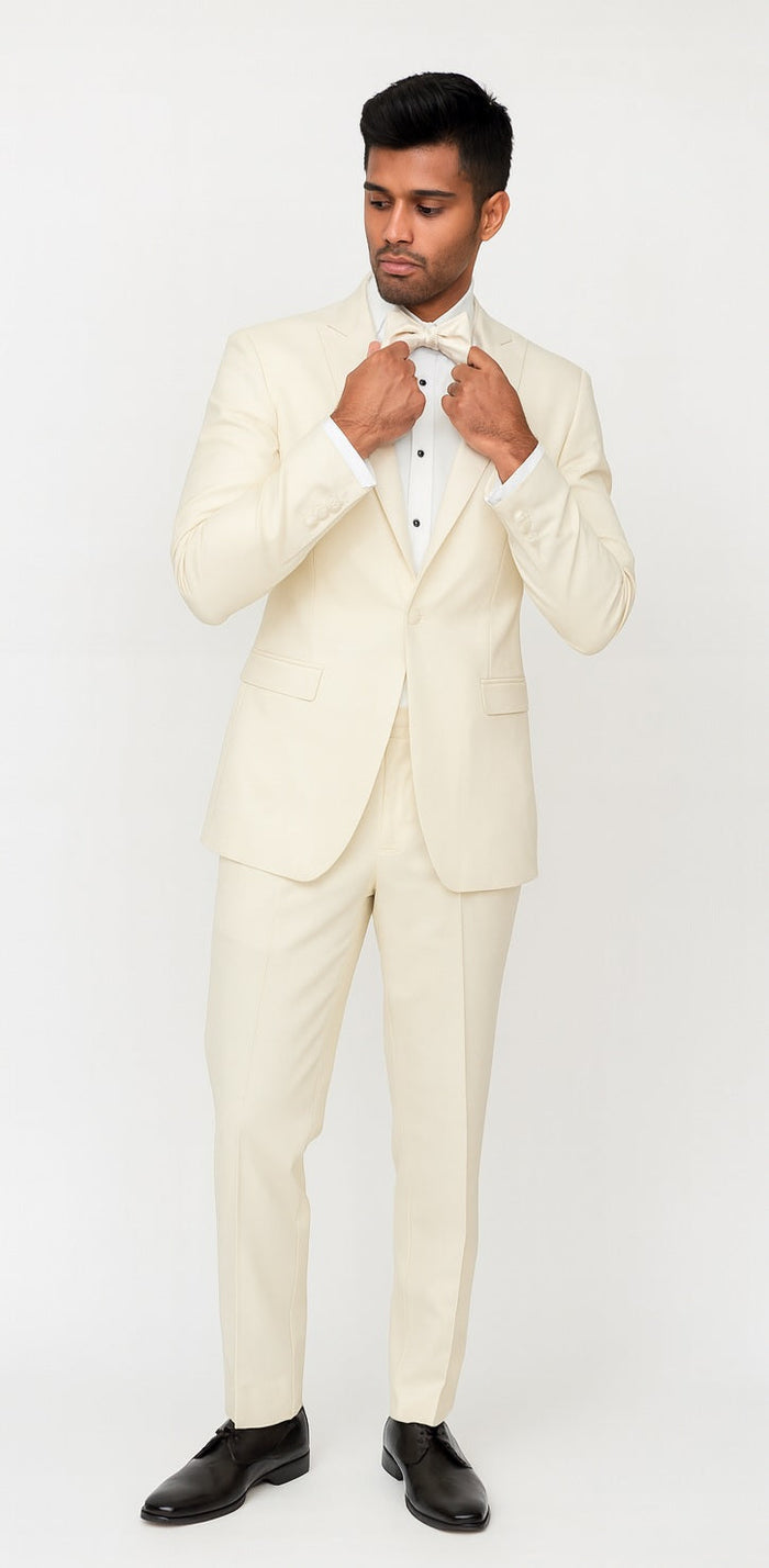 Men'S Dress Formal Ivory ~ Cream ~ Off White Dinner Jacket ~ Fashion Tuxedo For Men ~ Blazer ~ Sport 1 Button Peak Lapel by Men'sUSA