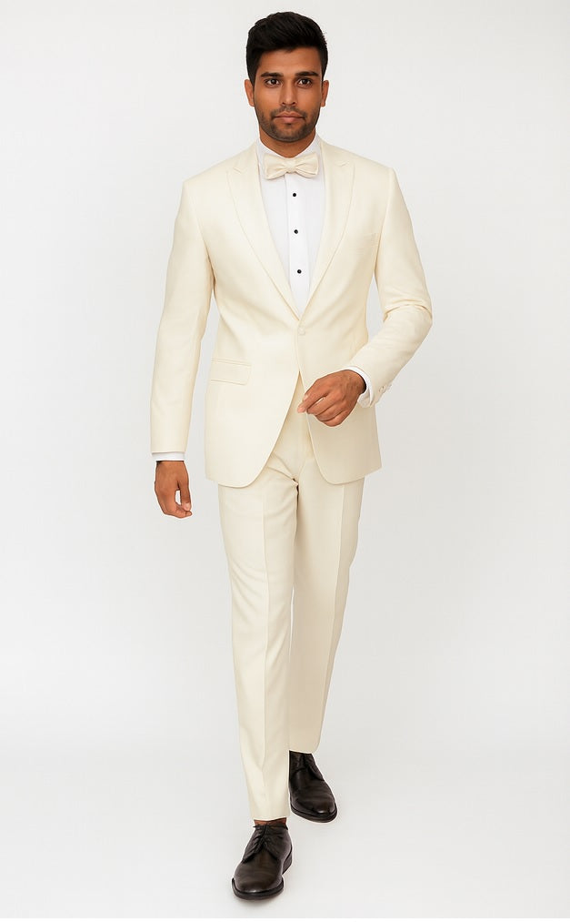 Men'S Dress Formal Ivory ~ Cream ~ Off White Dinner Jacket ~ Fashion Tuxedo For Men ~ Blazer ~ Sport 1 Button Peak Lapel by Men'sUSA