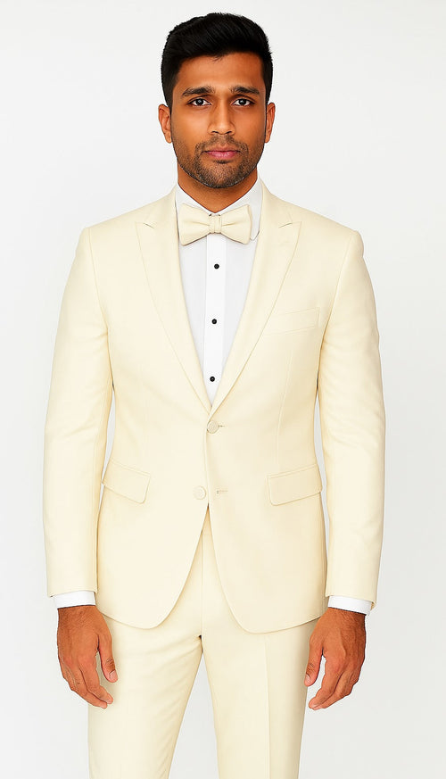 Men'S Dress Formal Ivory ~ Cream ~ Off White Dinner Jacket ~ Fashion Tuxedo For Men ~ Blazer ~ Sport 1 Button Peak Lapel by Men'sUSA