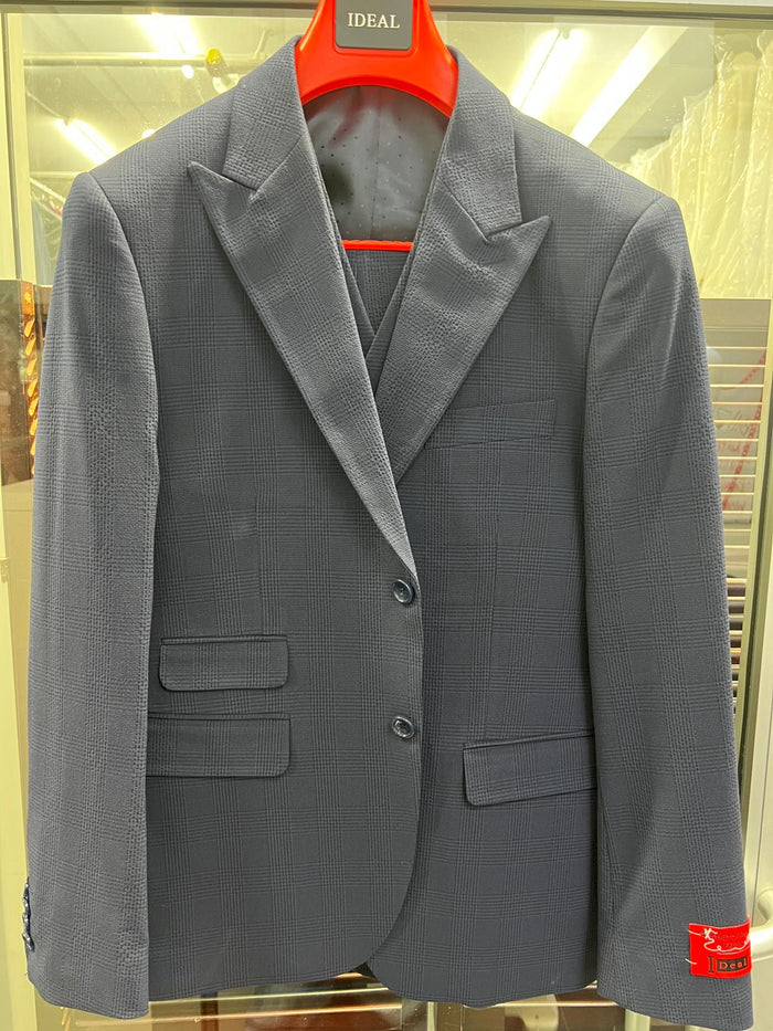 Men's Charcoal Grey Checkered Sport Coat - Classic Plaid Windowpane Pattern Blazer by USA Men's Outlet