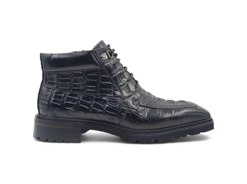 Men's Lace-up Boots Alligator Embossed