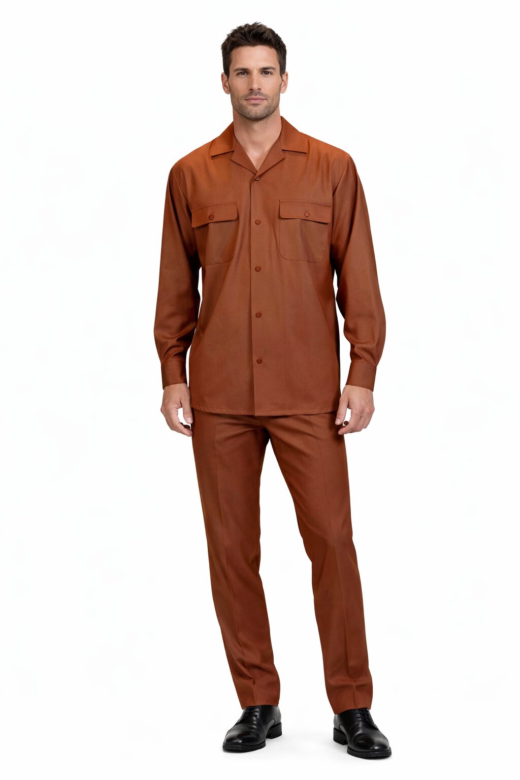 Mens Luxury Copper Wool Two-Piece Leisure Walking Suit – SuitUSA