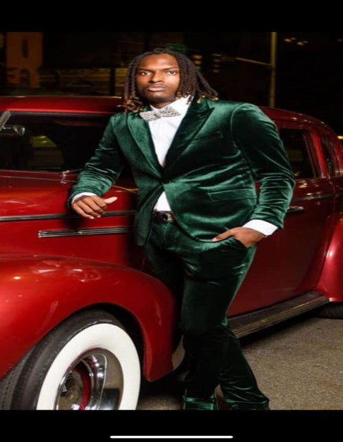 Men’s Emerald Green Velvet Suit - Slim Fit Tuxedo for Weddings, Prom, and Red Carpet Events by USA Men's Outlet