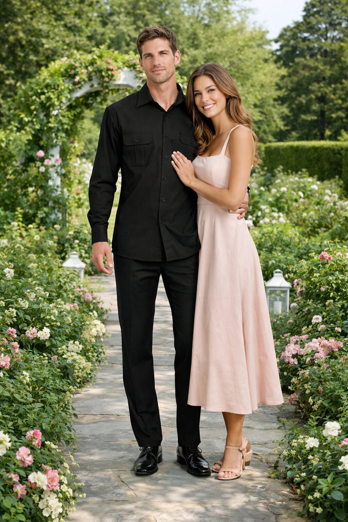 Men’s Luxury Black Wool Two-Piece Leisure Walking Suit