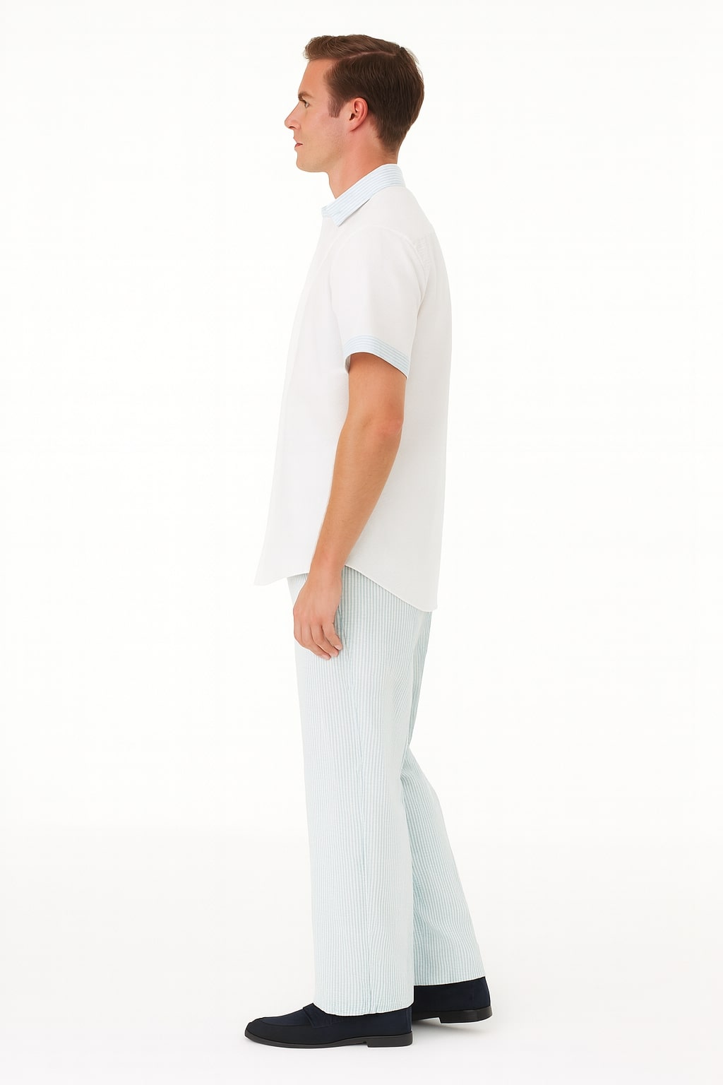 Men’s Sky Blue Two-Piece Short Sleeve Shirt and Pants Set - Casual Summer Outfit by Men'sUSA