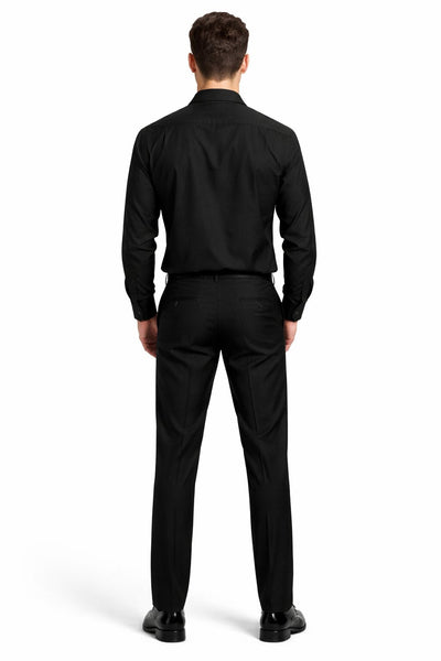 Mens Luxury Black Wool Two-Piece Leisure Walking Suit