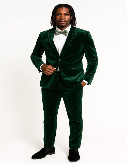 Men’s Emerald Green Velvet Suit - Slim Fit Tuxedo for Weddings, Prom, and Red Carpet Events by USA Men's Outlet