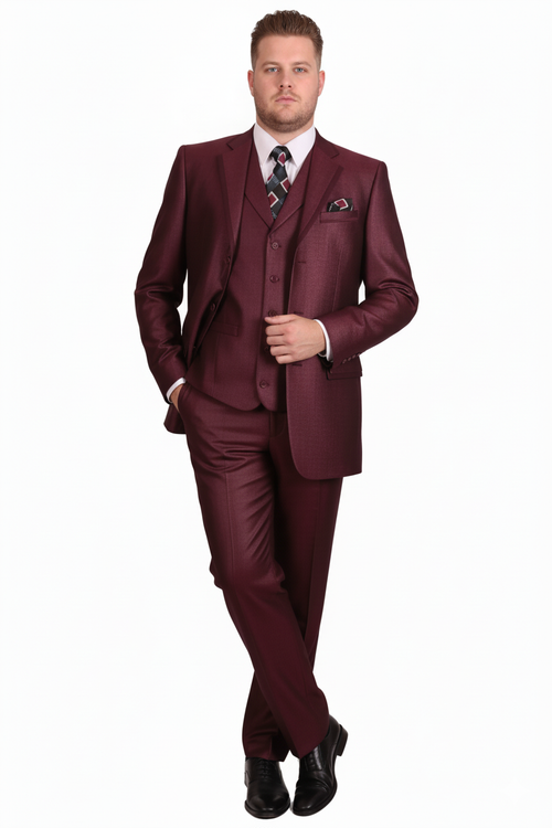 Men’s Burgundy 3-Piece Suit – Burgundy