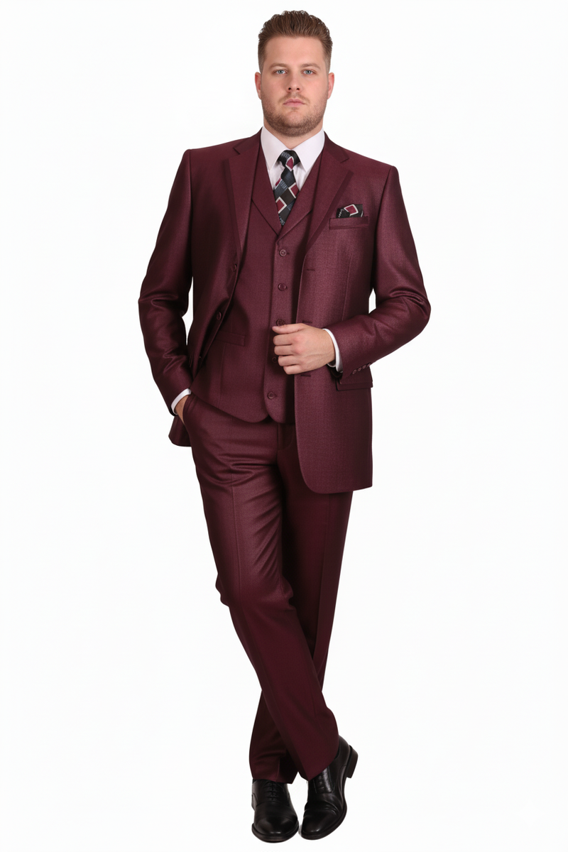 Men’s Burgundy 3-Piece Suit – Burgundy