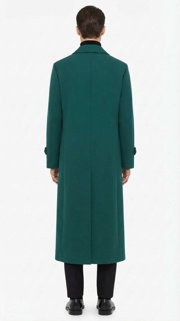 Men’s Full-Length Green Overcoat 