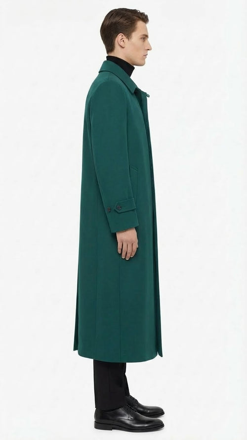 Men’s Full-Length Green Overcoat 