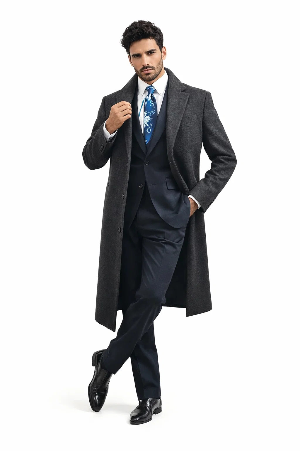 Men's Full Length Wool & Cashmere Overcoat