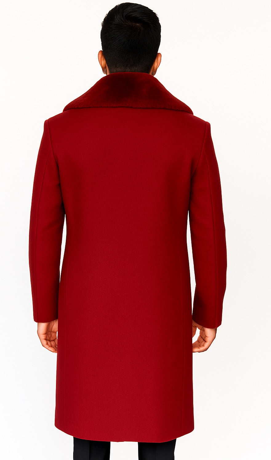 Men's Red Carcoat - Car Coat Mid Length Three Quarter Length Coat Three Quarter by USA Men's Outlet