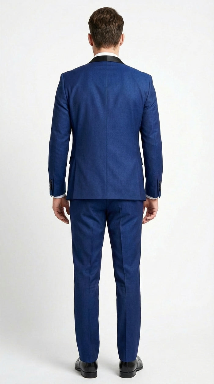 Men’s Shiny Sharkskin Saphire Royal Blue Tuxedo