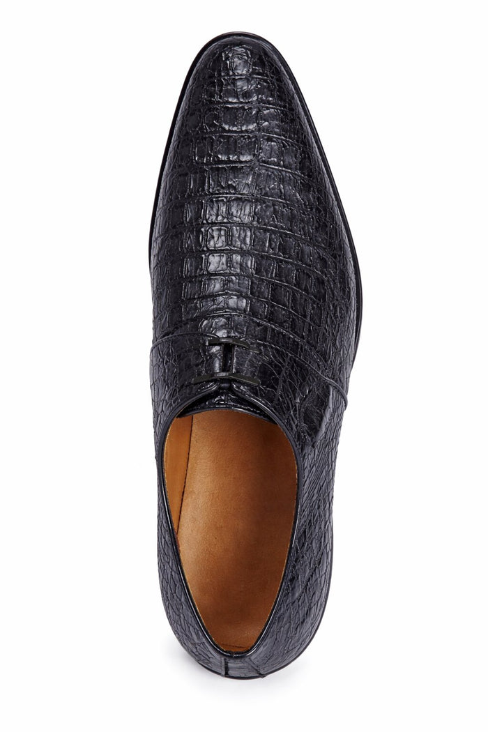 Men’s Navy Genuine Crocodile and Calfskin Leather Slip-On Dress Shoes