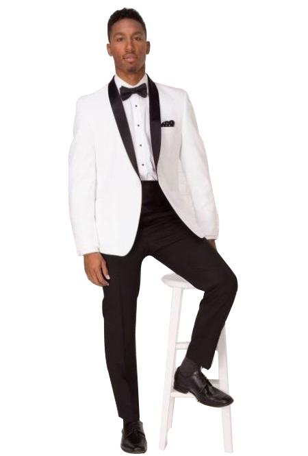 Men'S White Shawl Lapel 1 ButtonTuxedo Suit by Usamensoutletin